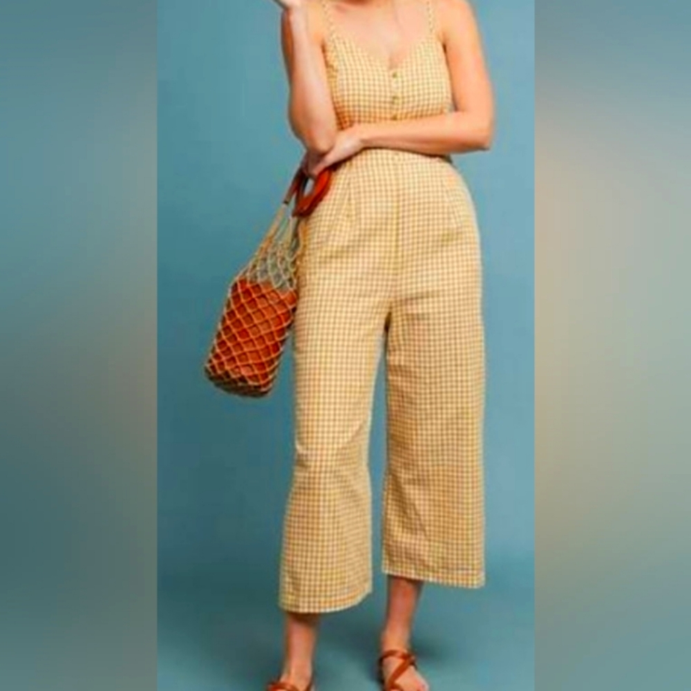 Anthropologie- Lost & Wander Gingham Jumpsuit